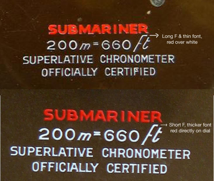 red submariner dial variations