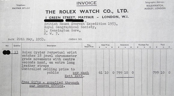 Rolex invoice for 13 watches