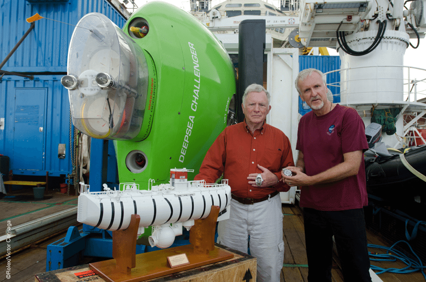  from 1960 James Cameron is holding the 51mm DeepSea Challenger